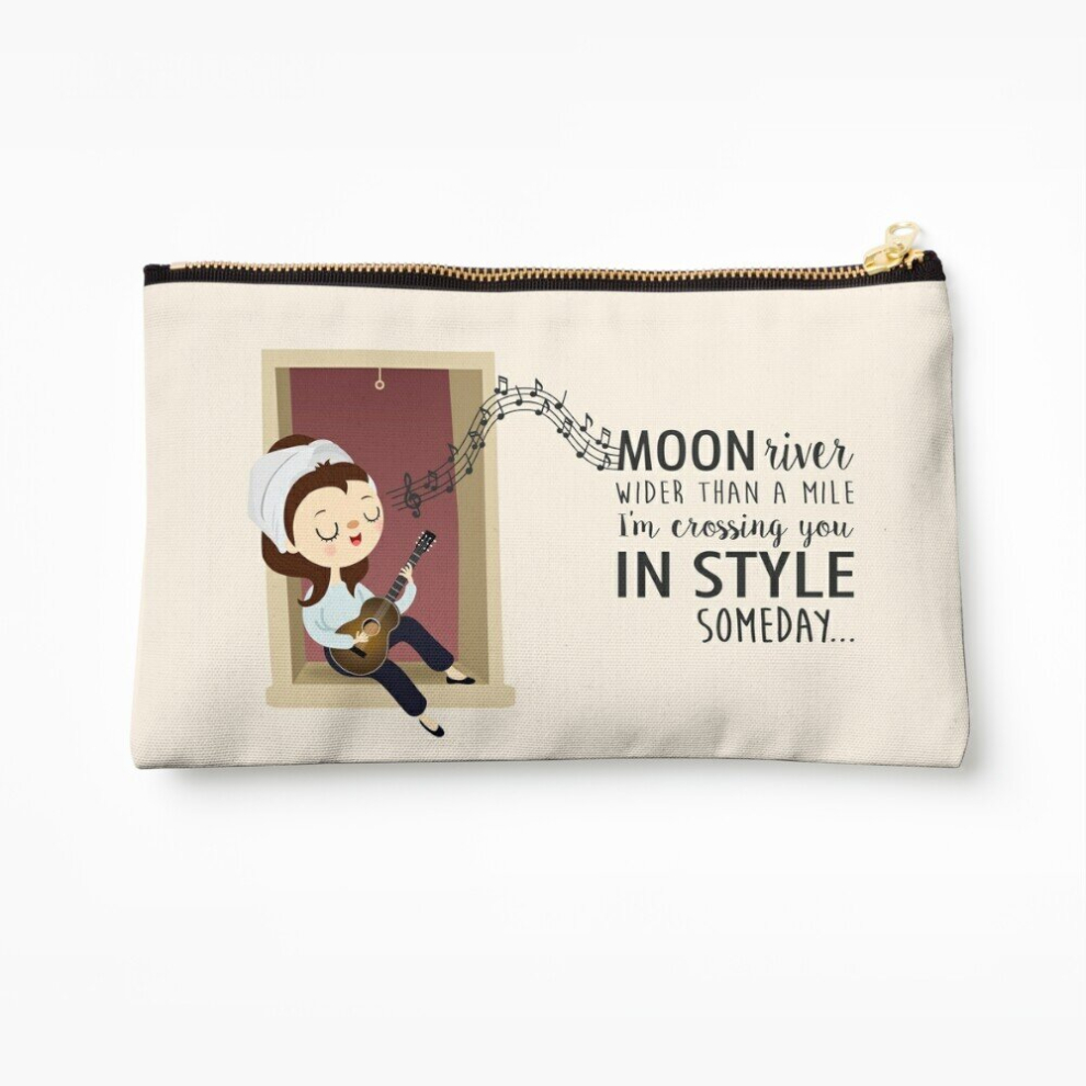 Whibos Makeup Bag Moon River Lyrics By Audrey Hepburn - Breakfast At Tiffany's Cosmetic Organizer Tyvek Paper Bags Zipper Pouch