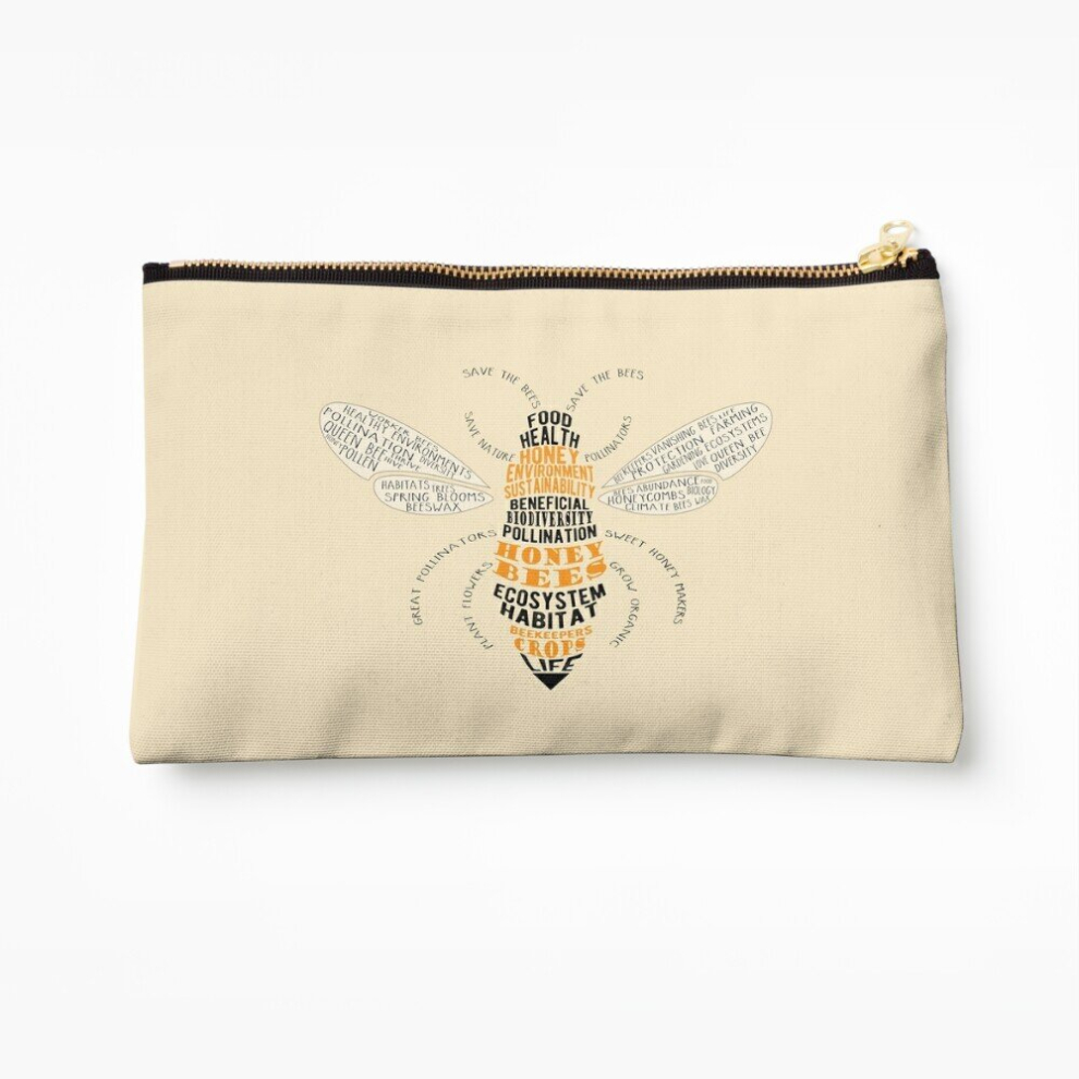 Whibos Makeup Bag Honey Bee Word Cloud With Wings Cosmetic Organizer Tyvek Paper Bags Zipper Pouch