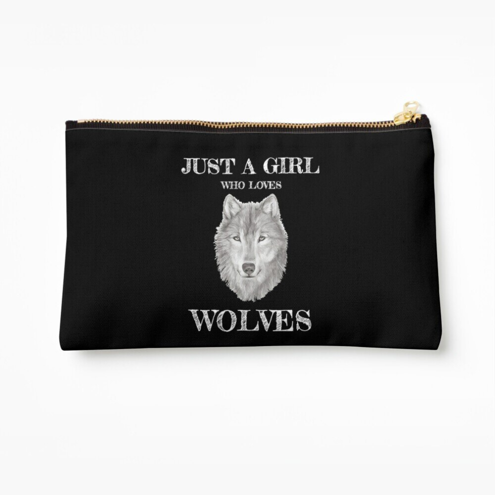 Whibos Makeup Bag Just A Girl Who Loves Wolves Beautiful Wolf Pencil Sketch Cool Gift For Wolf Lovers Cosmetic Organizer Tyvek Paper Bags Zipper Pouch