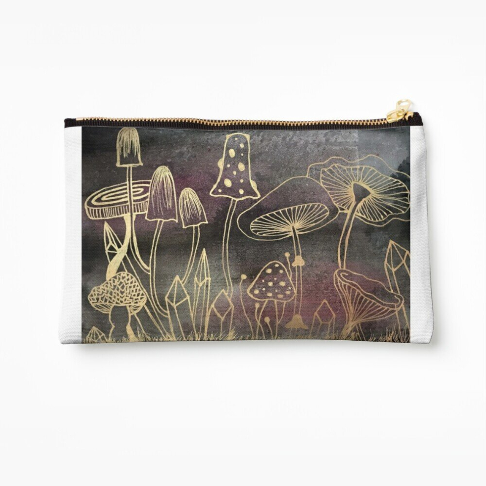 Whibos Gold Makeup Bag Shroom Field Cosmetic Organizer Tyvek Paper Bags Zipper Pouch