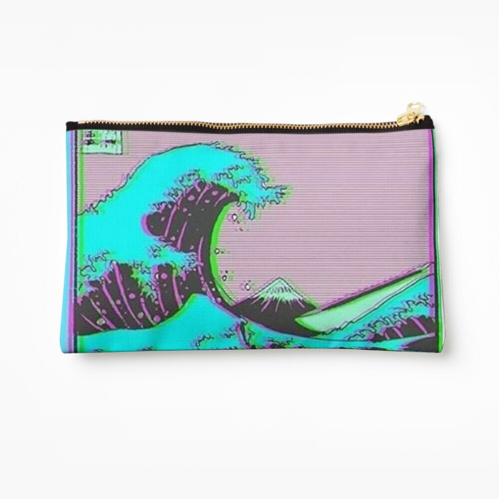 Whibos Makeup Bag The Great Wave Off Vaporwave Kanagawa Cosmetic Organizer Tyvek Paper Bags Zipper Pouch