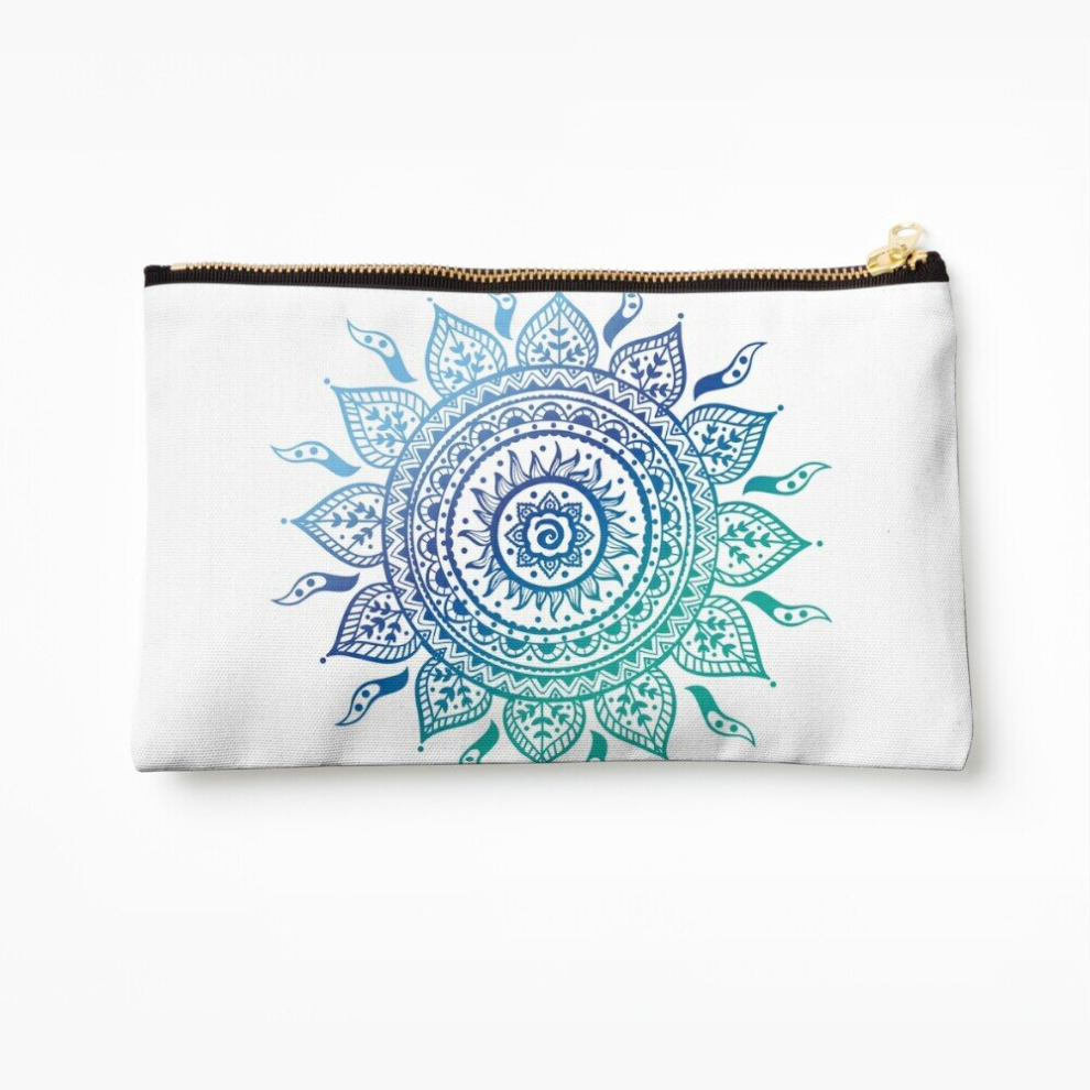 Whibos Blue Makeup Bag Gradient Mandala Cosmetic Organizer Tyvek Paper Bags Zipper Pouch