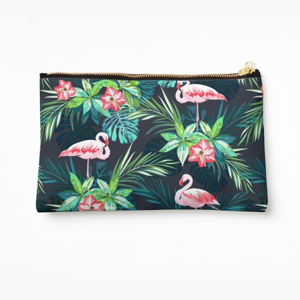 Whibos Makeup Bag Bright Flamingos Cosmetic Organizer Tyvek Paper Bags Zipper Pouch