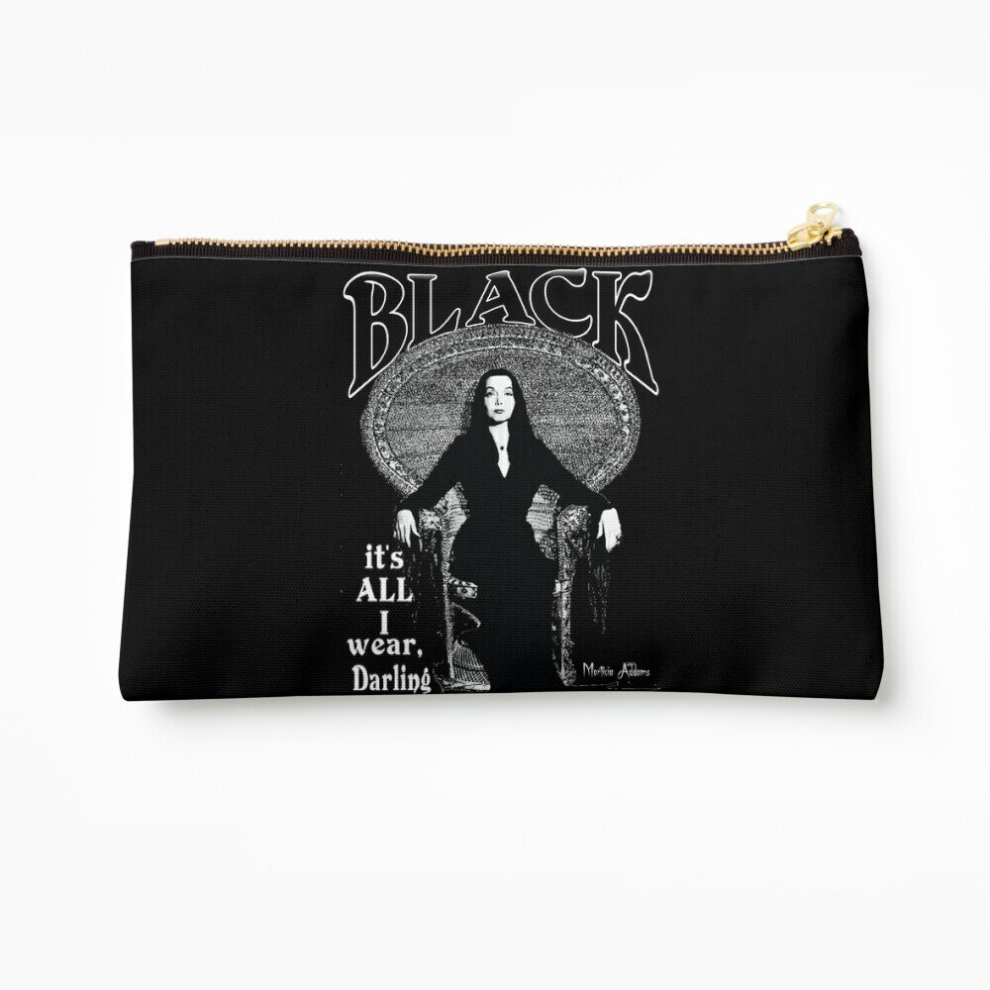 Whibos Black Makeup Bag "- It's All I Wear"- Morticia Addams Cosmetic Organizer Tyvek Paper Bags Zipper Pouch
