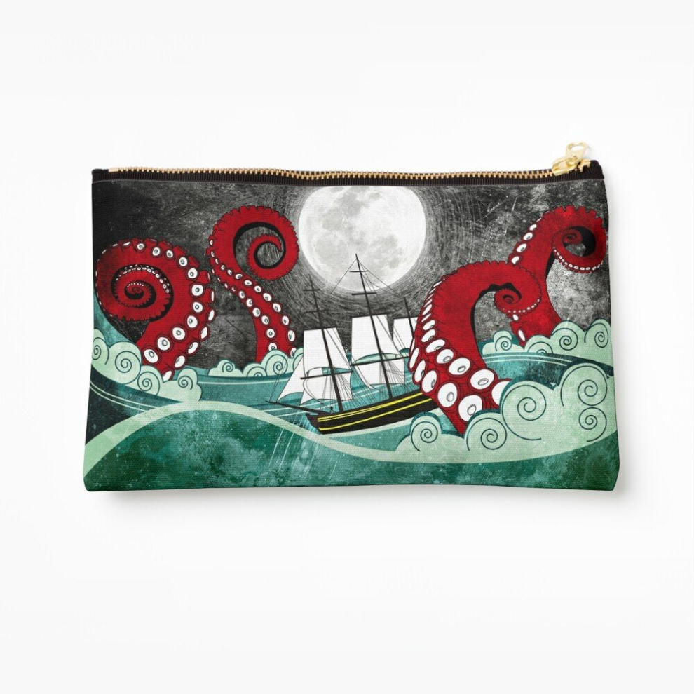 Whibos Makeup Bag Kraken Attack Cosmetic Organizer Tyvek Paper Bags Zipper Pouch