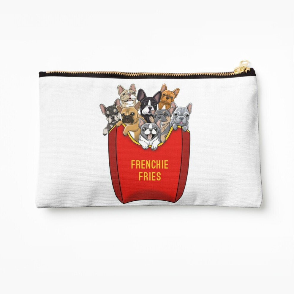 Whibos Makeup Bag French Bulldog Frenchie Fries Cosmetic Organizer Tyvek Paper Bags Zipper Pouch