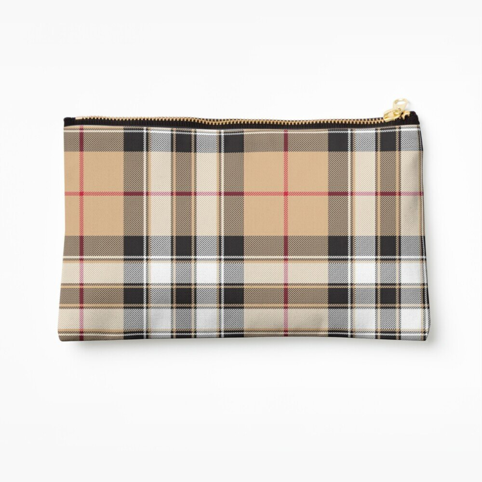 Whibos Gold Makeup Bag Pride Of Scotland Tartan Fabric Texture Cosmetic Organizer Tyvek Paper Bags Zipper Pouch