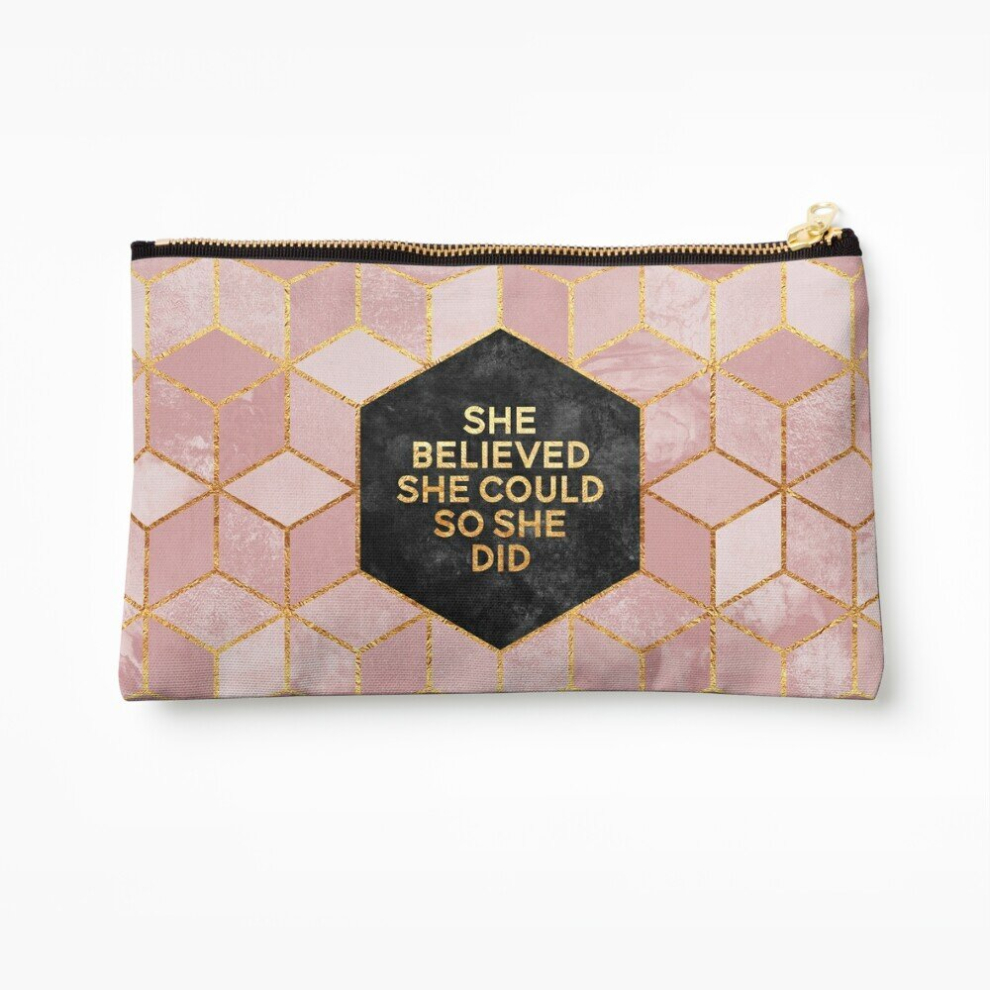 Whibos Makeup Bag She Believed She Could So She Did Cosmetic Organizer Tyvek Paper Bags Zipper Pouch