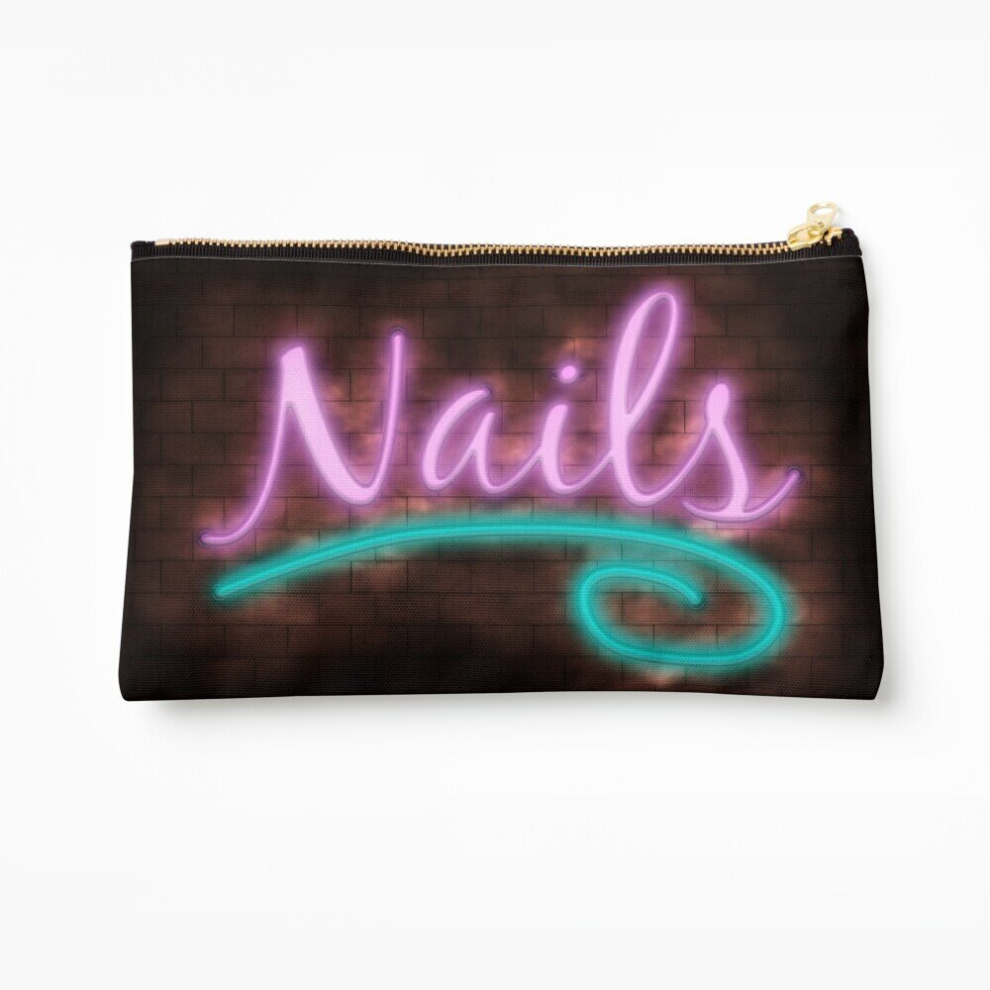 Whibos Makeup Bag Neon Nails Sign Cosmetic Organizer Tyvek Paper Bags Zipper Pouch