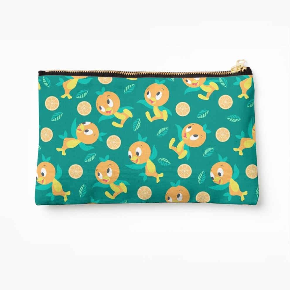 Whibos Orange Makeup Bag Teal Bird Pattern Cosmetic Organizer Tyvek Paper Bags Zipper Pouch