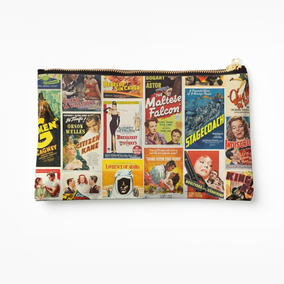 Whibos Makeup Bag Classic Movie Poster Collage Cosmetic Organizer Tyvek Paper Bags Zipper Pouch