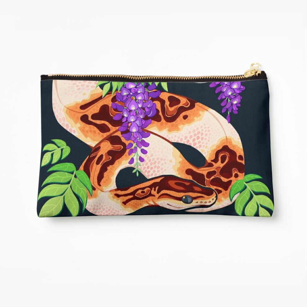 Whibos Wisteria Makeup Bag Ball Python Cosmetic Organizer Tyvek Paper Bags Zipper Pouch