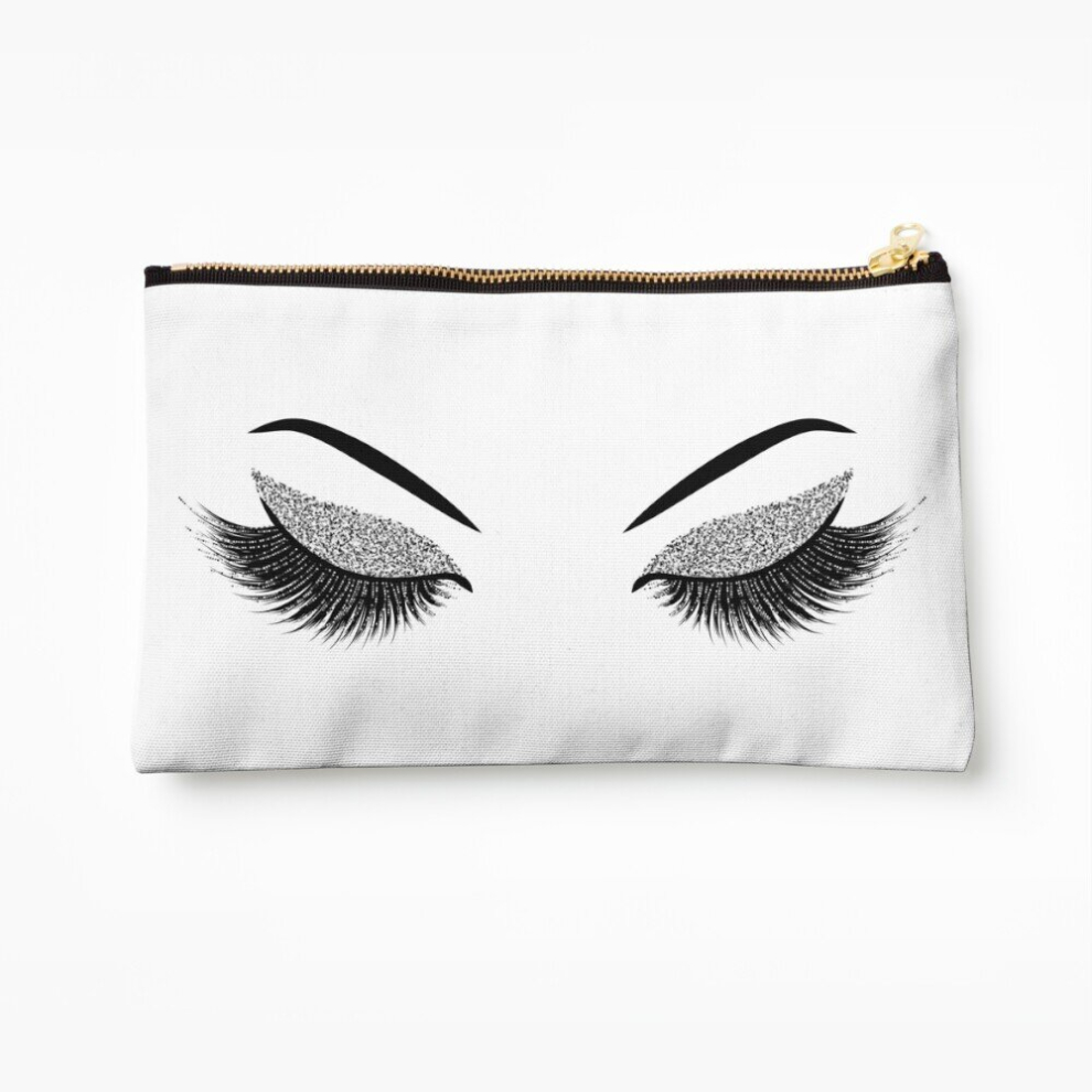 Whibos Silver Makeup Bag Glittery Lashes Cosmetic Organizer Tyvek Paper Bags Zipper Pouch