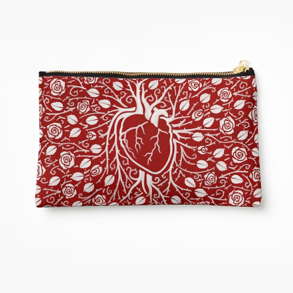 Whibos Makeup Bag Human Heart And Rose Vine Cosmetic Organizer Tyvek Paper Bags Zipper Pouch
