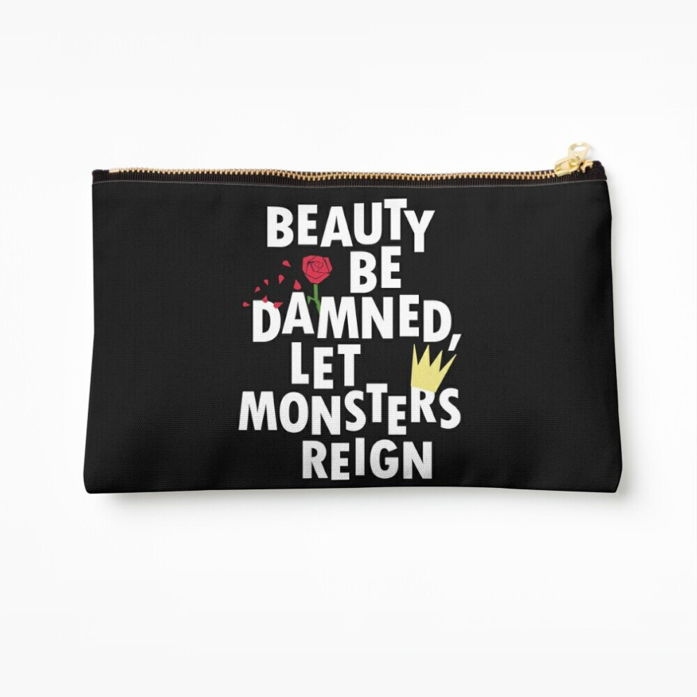 Whibos Makeup Bag Beauty Be Damned! Let Monsters Reign! Cosmetic Organizer Tyvek Paper Bags Zipper Pouch