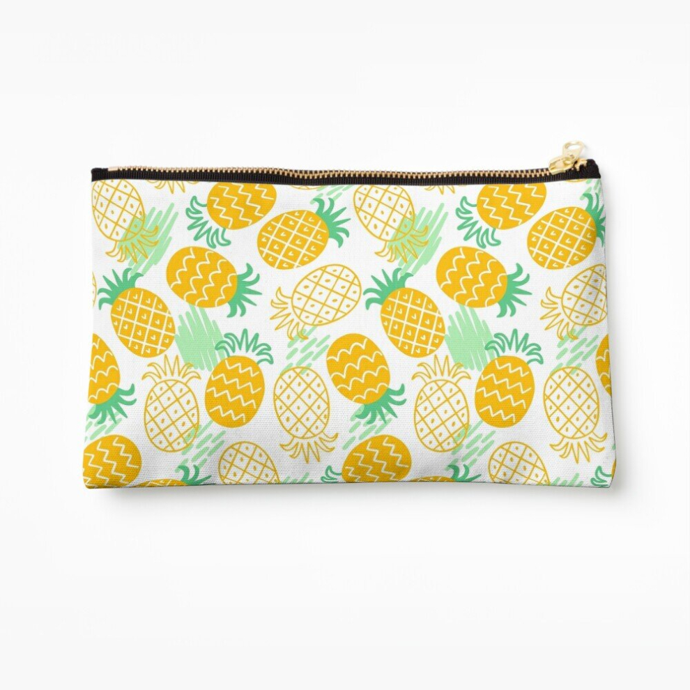 Whibos Makeup Bag Pineapple Pattern Cosmetic Organizer Tyvek Paper Bags Zipper Pouch