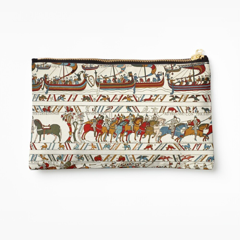 Whibos Makeup Bag The Bayeux Tapestry ,Battle Of Hastings ,Norman Knights And Viking Ships Cosmetic Organizer Tyvek Paper Bags Zipper Pouch
