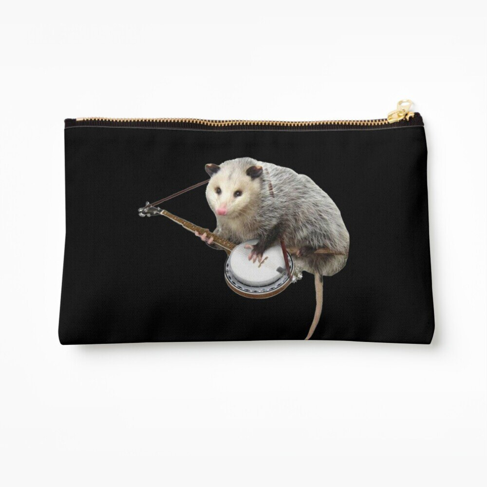 Whibos Makeup Bag Opossum Playing Banjo Cosmetic Organizer Tyvek Paper Bags Zipper Pouch