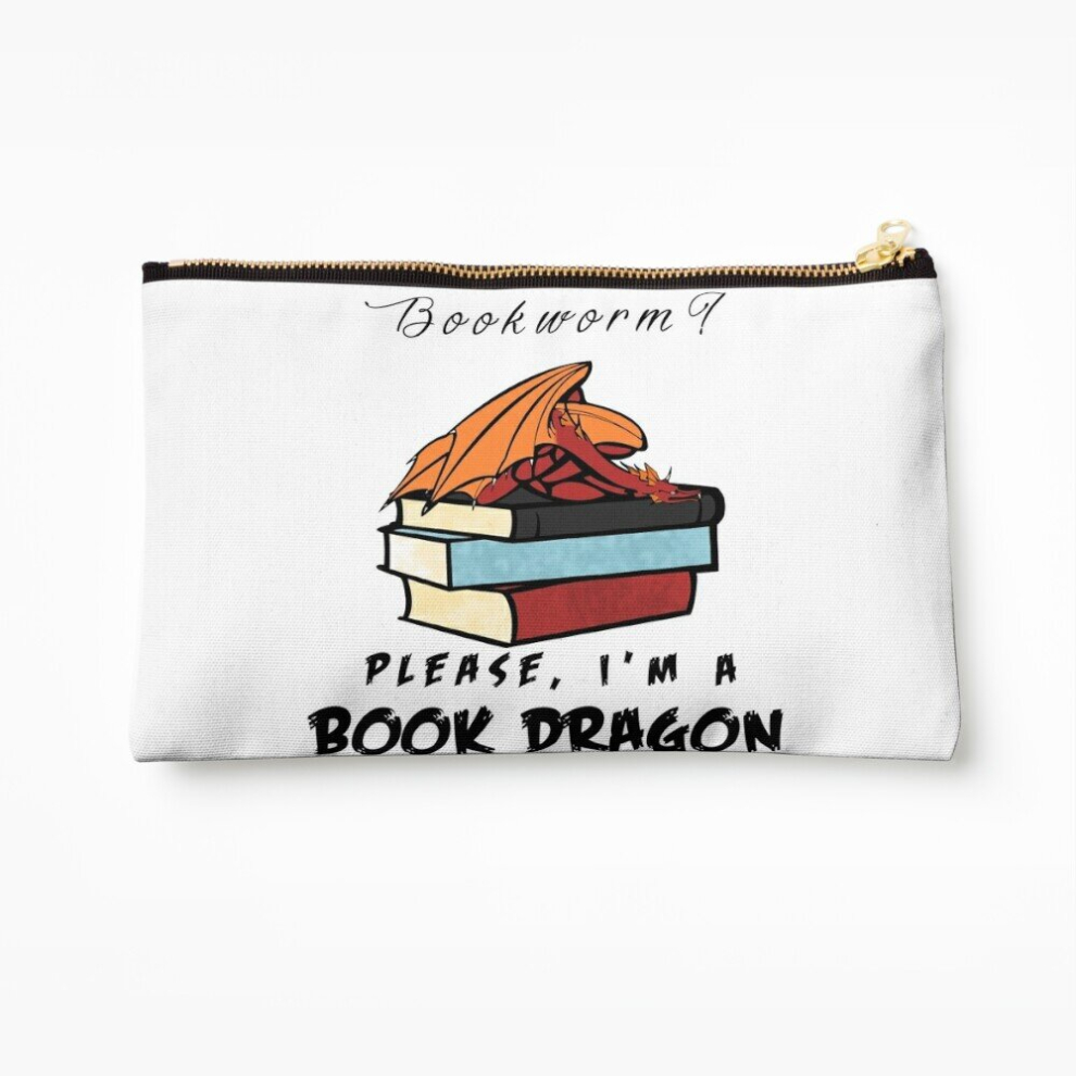 Whibos Makeup Bag Bookworm? Please, I'm A Book Dragon. Cosmetic Organizer Tyvek Paper Bags Zipper Pouch
