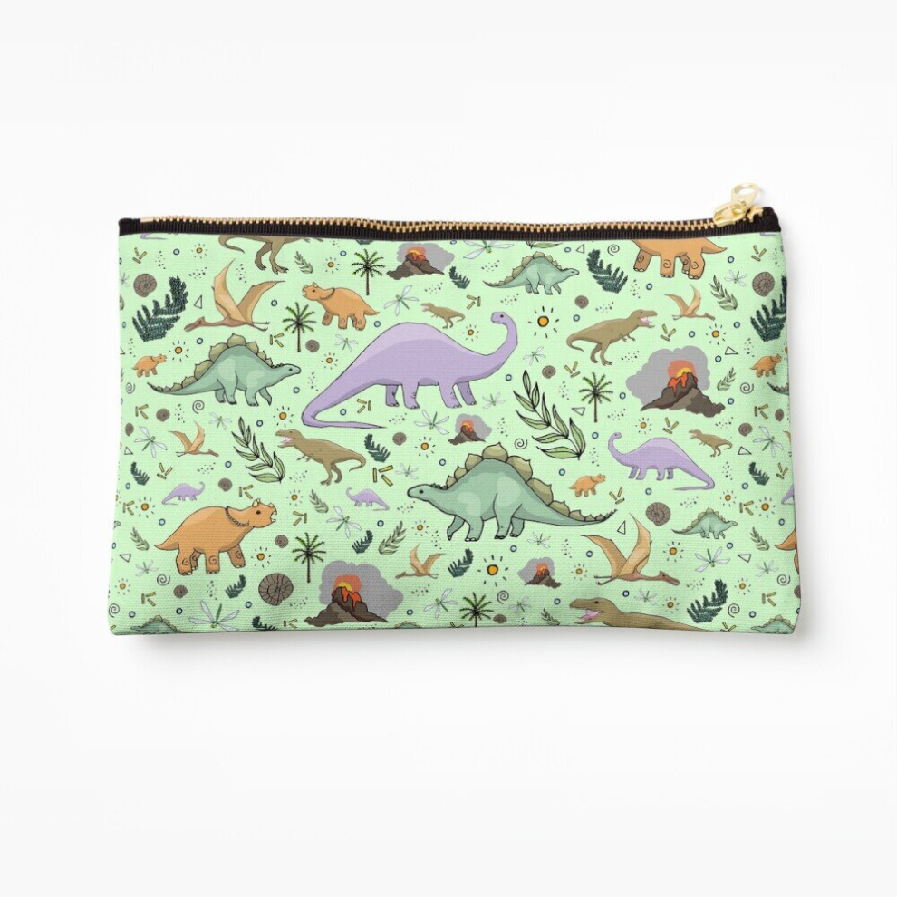 Whibos Green Makeup Bag Dinosaurs In Cosmetic Organizer Tyvek Paper Bags Zipper Pouch