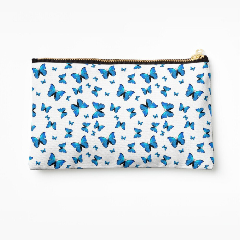 Whibos Blue Makeup Bag Butterflies Cosmetic Organizer Tyvek Paper Bags Zipper Pouch