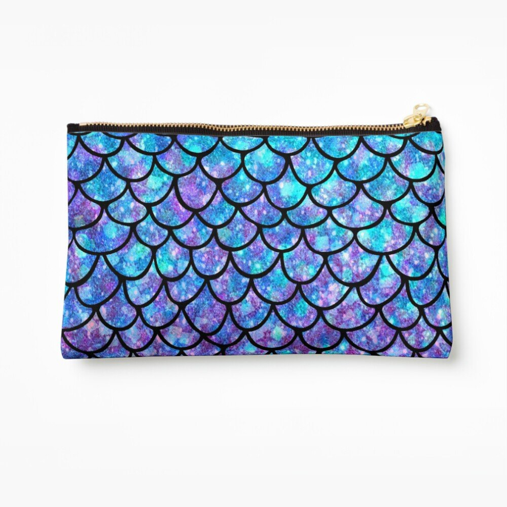 Whibos Makeup Bag Purples Blues Mermaid Scales Cosmetic Organizer Tyvek Paper Bags Zipper Pouch