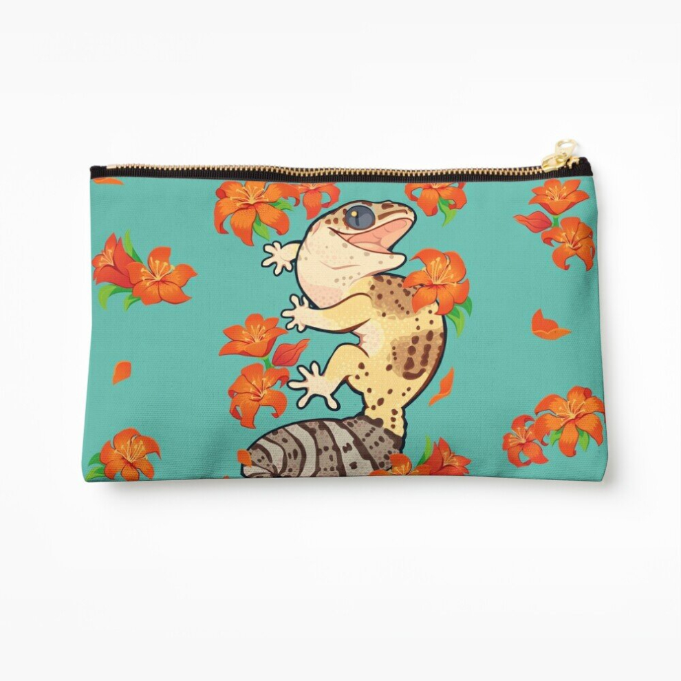 Whibos Makeup Bag Fire Lily Gecko Cosmetic Organizer Tyvek Paper Bags Zipper Pouch