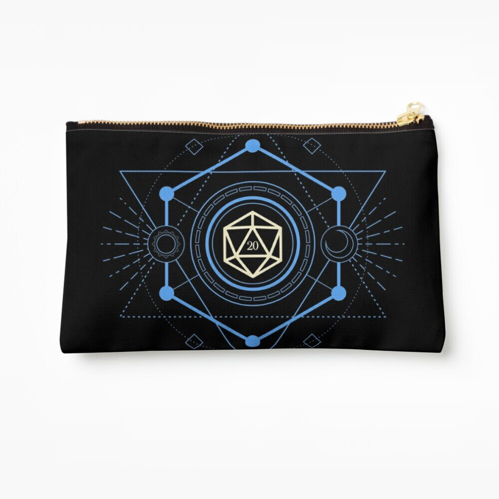 Whibos Blue Makeup Bag Geometric Minimalist Polyhedral D20 Dice Tabletop Rpg Cosmetic Organizer Tyvek Paper Bags Zipper Pouch