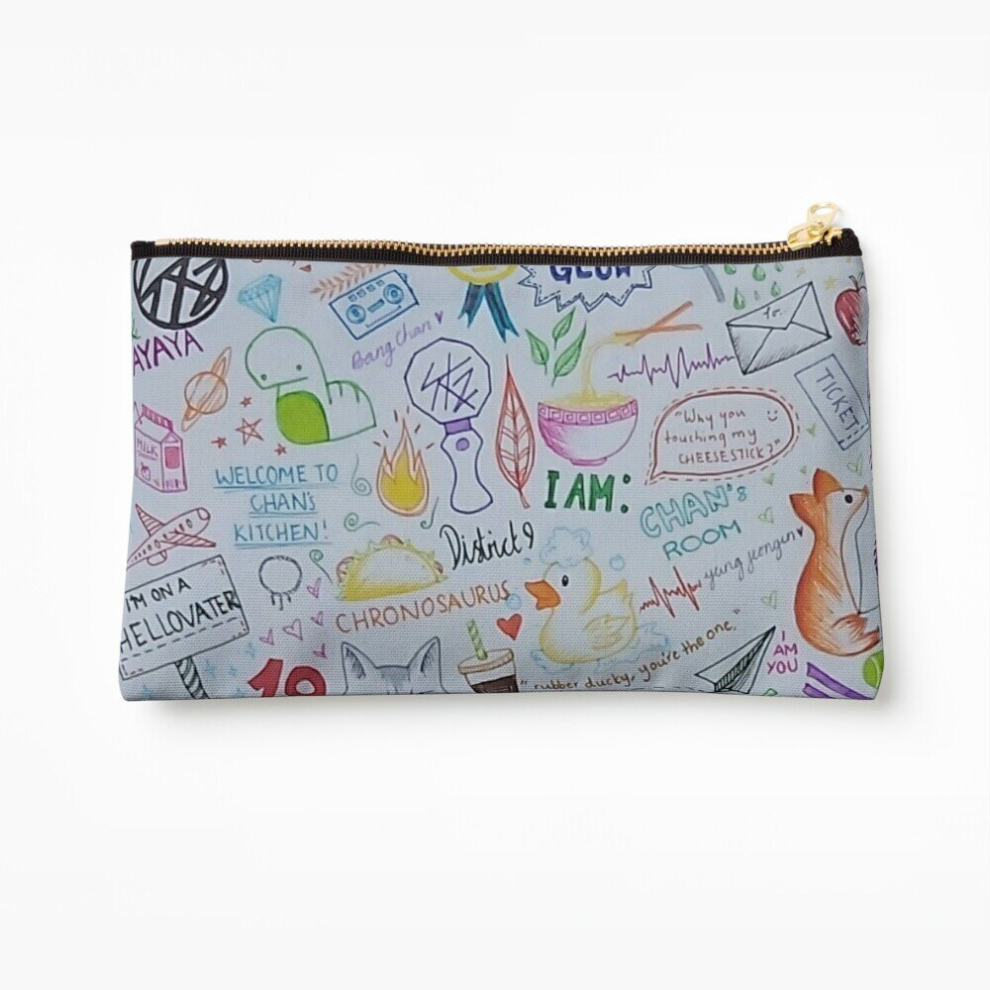 Whibos Makeup Bag Stray Kids Iconic Moments Doodle Cosmetic Organizer Tyvek Paper Bags Zipper Pouch