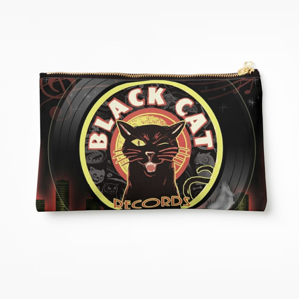 Whibos Black Makeup Bag Cat Lp Art Deco Cosmetic Organizer Tyvek Paper Bags Zipper Pouch