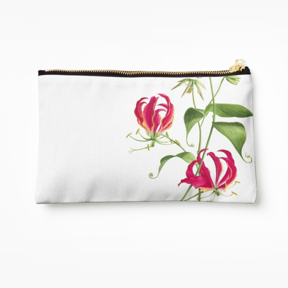 Whibos Makeup Bag Gloriosa Rothschildiana - Flame Lily Cosmetic Organizer Tyvek Paper Bags Zipper Pouch