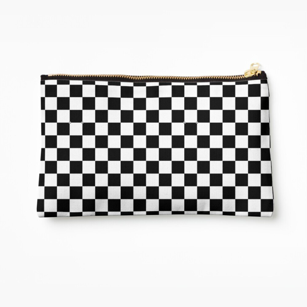 Whibos Black Makeup Bag Checkered Pattern Cosmetic Organizer Tyvek Paper Bags Zipper Pouch
