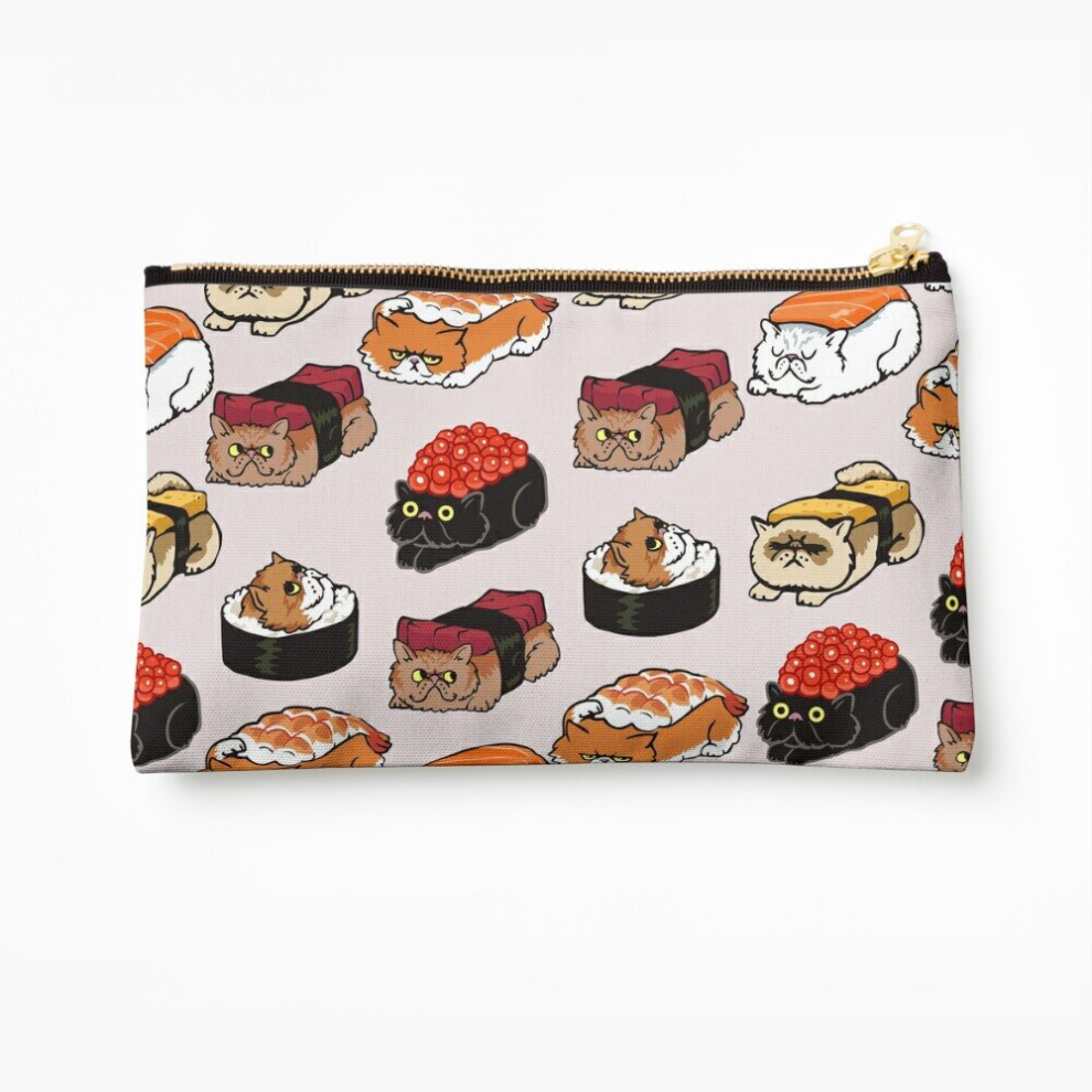 Whibos Makeup Bag Sushi Persian Cat Cosmetic Organizer Tyvek Paper Bags Zipper Pouch