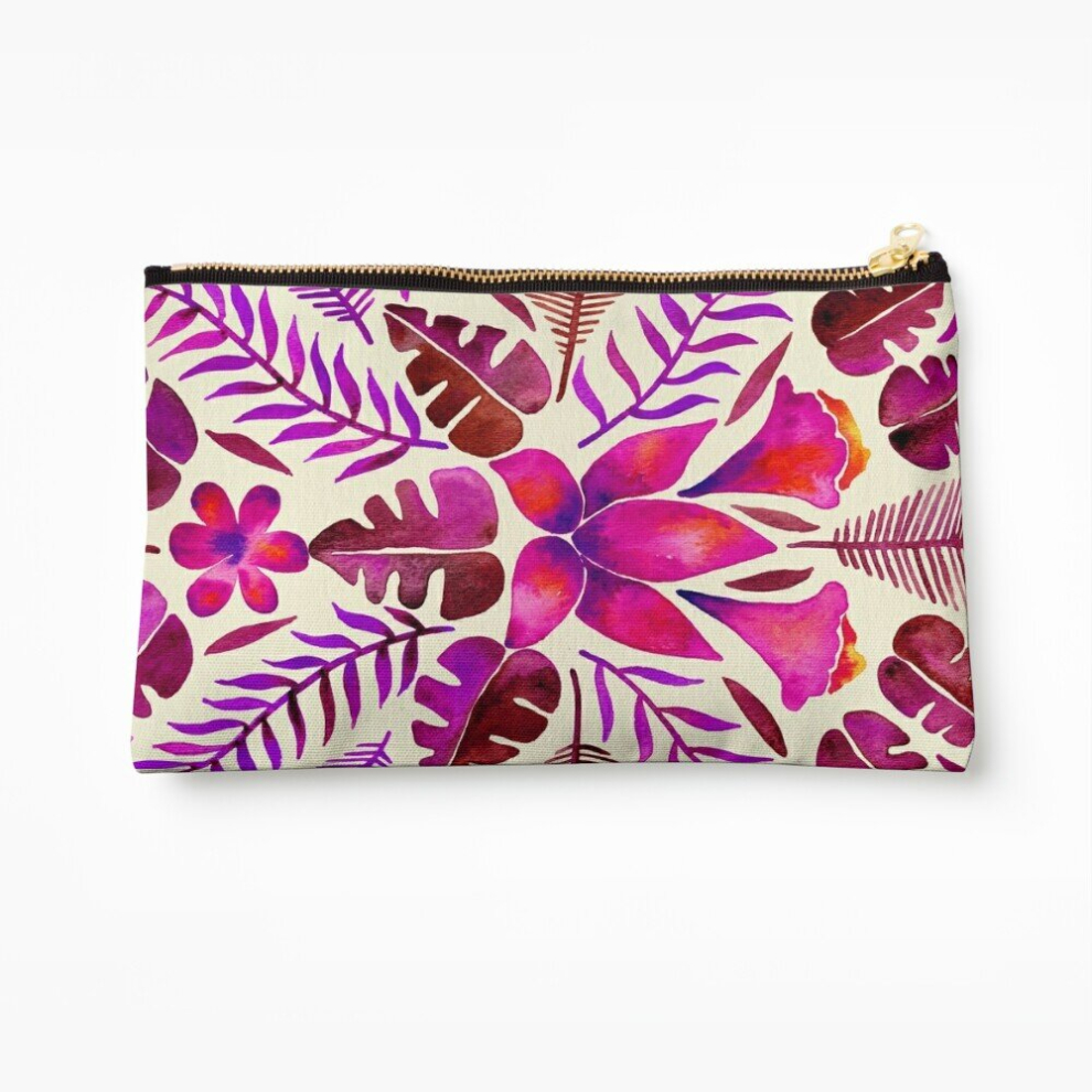 Whibos Magenta Makeup Bag Tropical Symmetry Cosmetic Organizer Tyvek Paper Bags Zipper Pouch