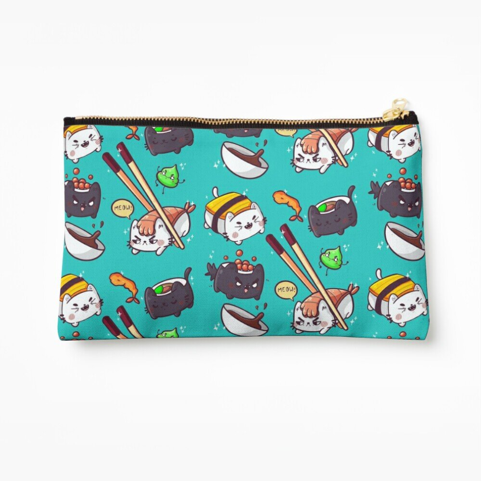 Whibos Makeup Bag Sushi Cats Cosmetic Organizer Tyvek Paper Bags Zipper Pouch