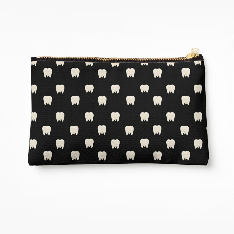 Whibos Makeup Bag Tooth Pattern Teeth Dentist Dental Hygienist Dental Cosmetic Organizer Tyvek Paper Bags Zipper Pouch