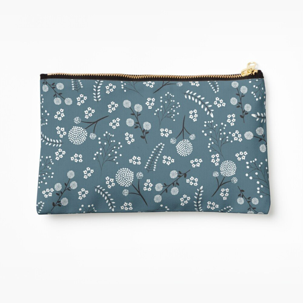 Whibos Makeup Bag Floral Dots In Teal Cosmetic Organizer Tyvek Paper Bags Zipper Pouch