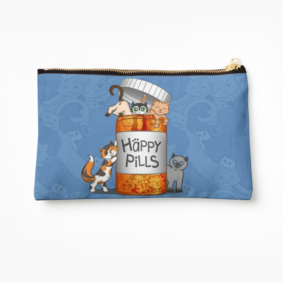 Whibos Makeup Bag Happy Pills Cosmetic Organizer Tyvek Paper Bags Zipper Pouch