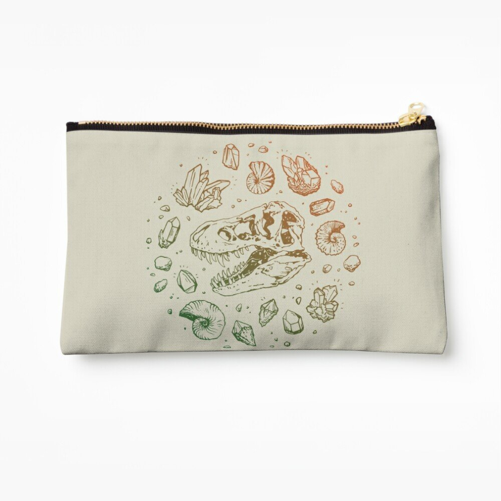 Whibos Green Makeup Bag Geo-Rex Vortex Leaf Pumpkin Spice Ombrã© Dinosaur Fossil Art Cosmetic Organizer Tyvek Paper Bags Zipper Pouch