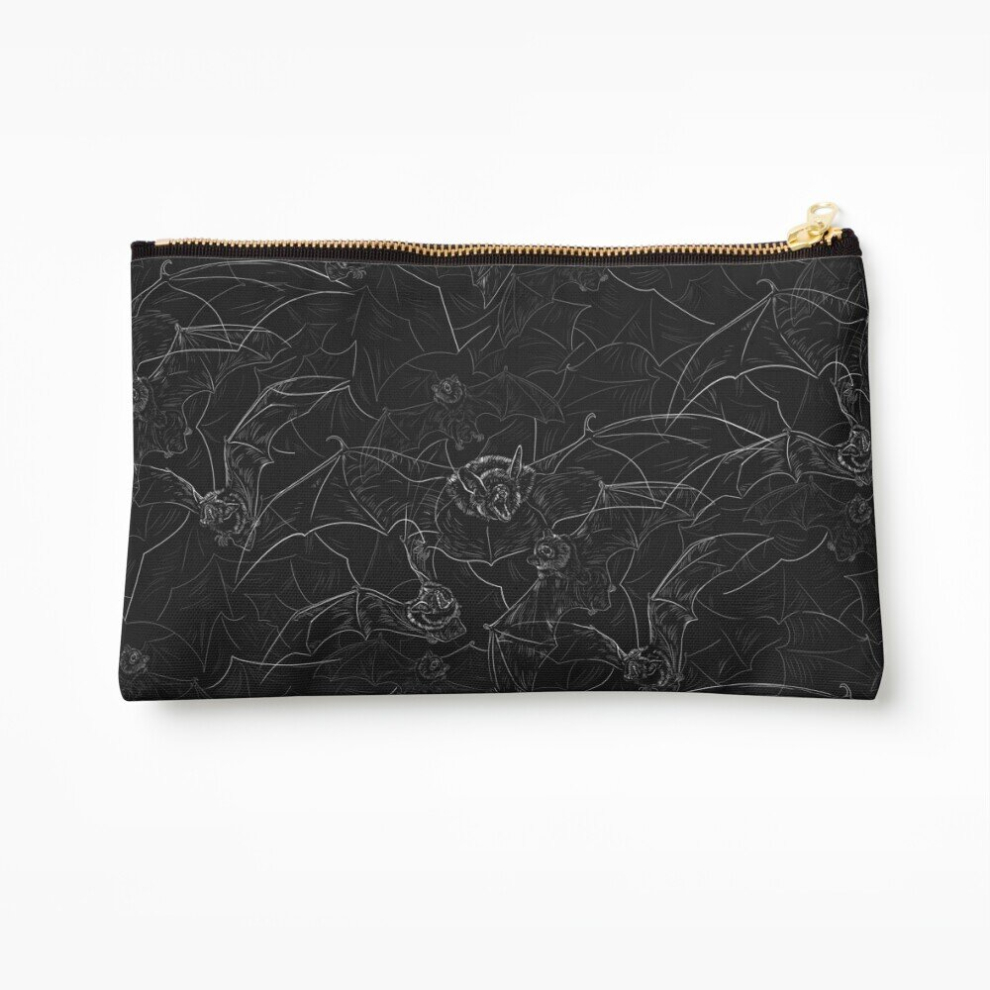 Whibos Makeup Bag Bat Attack Cosmetic Organizer Tyvek Paper Bags Zipper Pouch