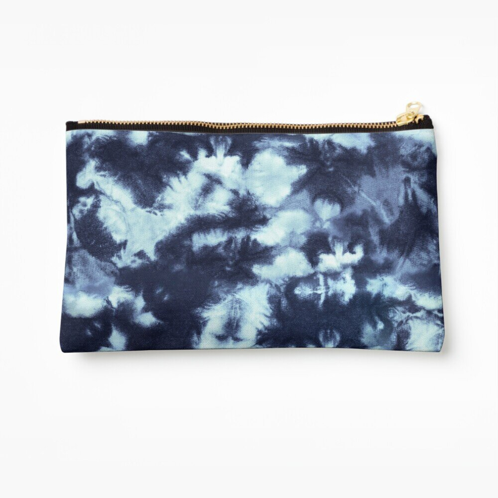 Whibos Dark/Blue Makeup Bag Splotchey Tie Dye Batik Wax Tie Die Print Cosmetic Organizer Tyvek Paper Bags Zipper Pouch