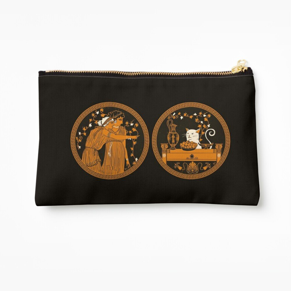 Whibos Makeup Bag Ancient Greek Vase Cat Meme Cosmetic Organizer Tyvek Paper Bags Zipper Pouch