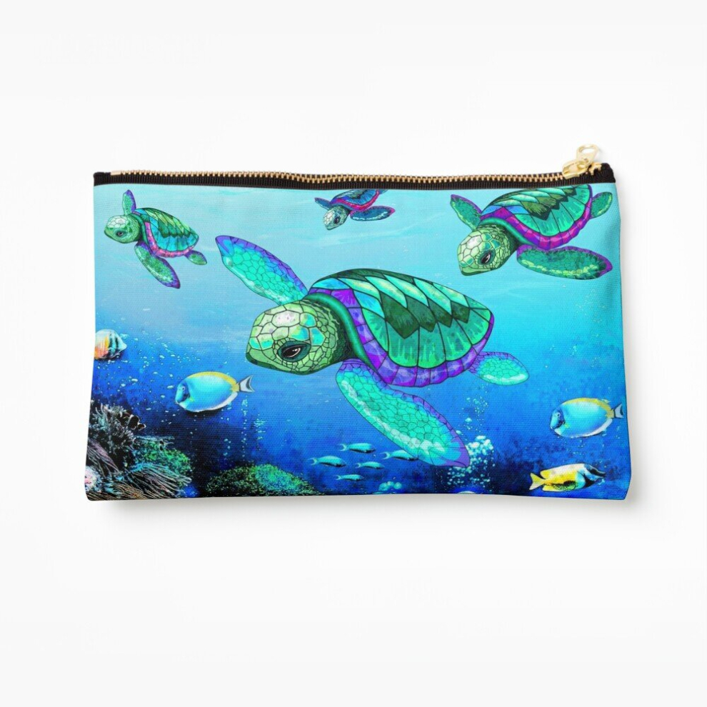Whibos Makeup Bag Sea Turtles Dance Cosmetic Organizer Tyvek Paper Bags Zipper Pouch