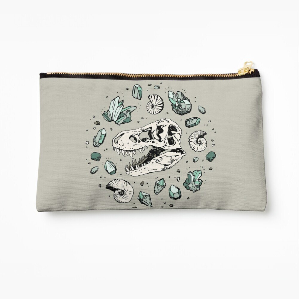 Whibos Makeup Bag Geo-Rex Vortex Aquamarine Dinosaur Skull Fossil Art Cosmetic Organizer Tyvek Paper Bags Zipper Pouch