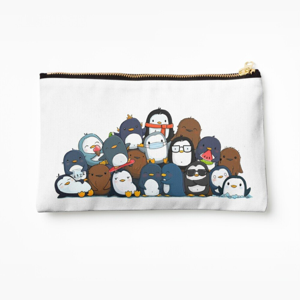 Whibos Makeup Bag Penguin Pile Cosmetic Organizer Tyvek Paper Bags Zipper Pouch