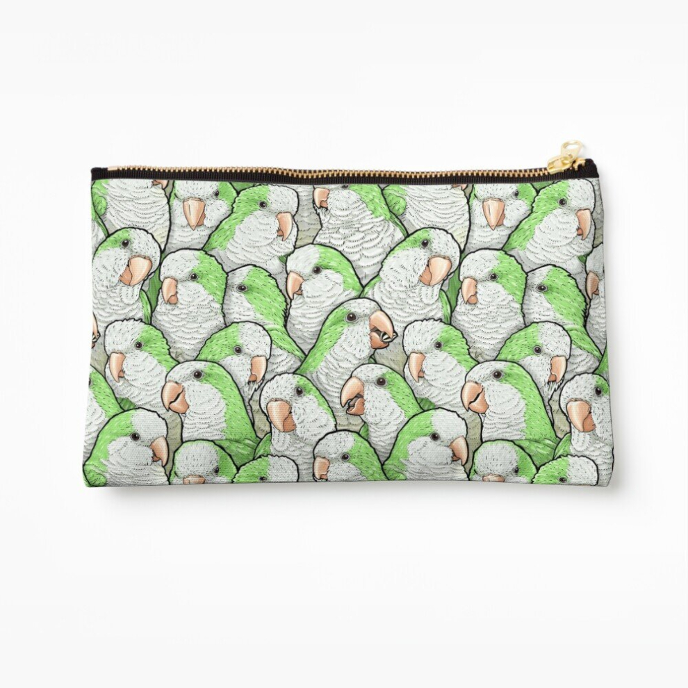 Whibos Green Makeup Bag Quaker Monk Parakeets Cosmetic Organizer Tyvek Paper Bags Zipper Pouch