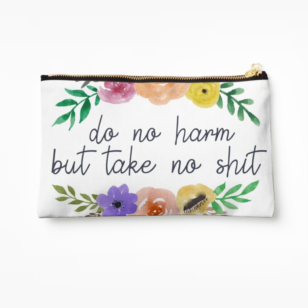 Whibos Makeup Bag Do No Harm Floral Outline Cosmetic Organizer Tyvek Paper Bags Zipper Pouch