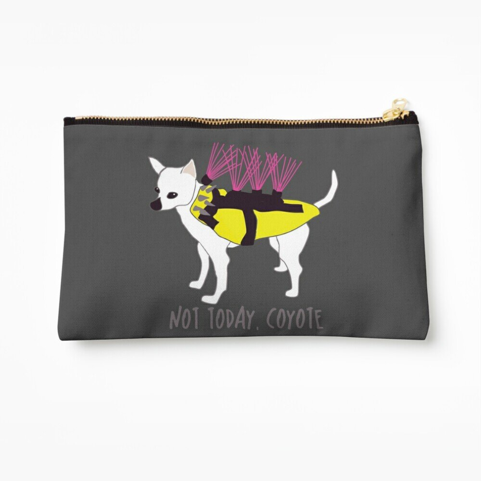 Whibos Makeup Bag Not Today, Coyote - Tough Little Chihuahua In A Spiked Jacket Cosmetic Organizer Tyvek Paper Bags Zipper Pouch