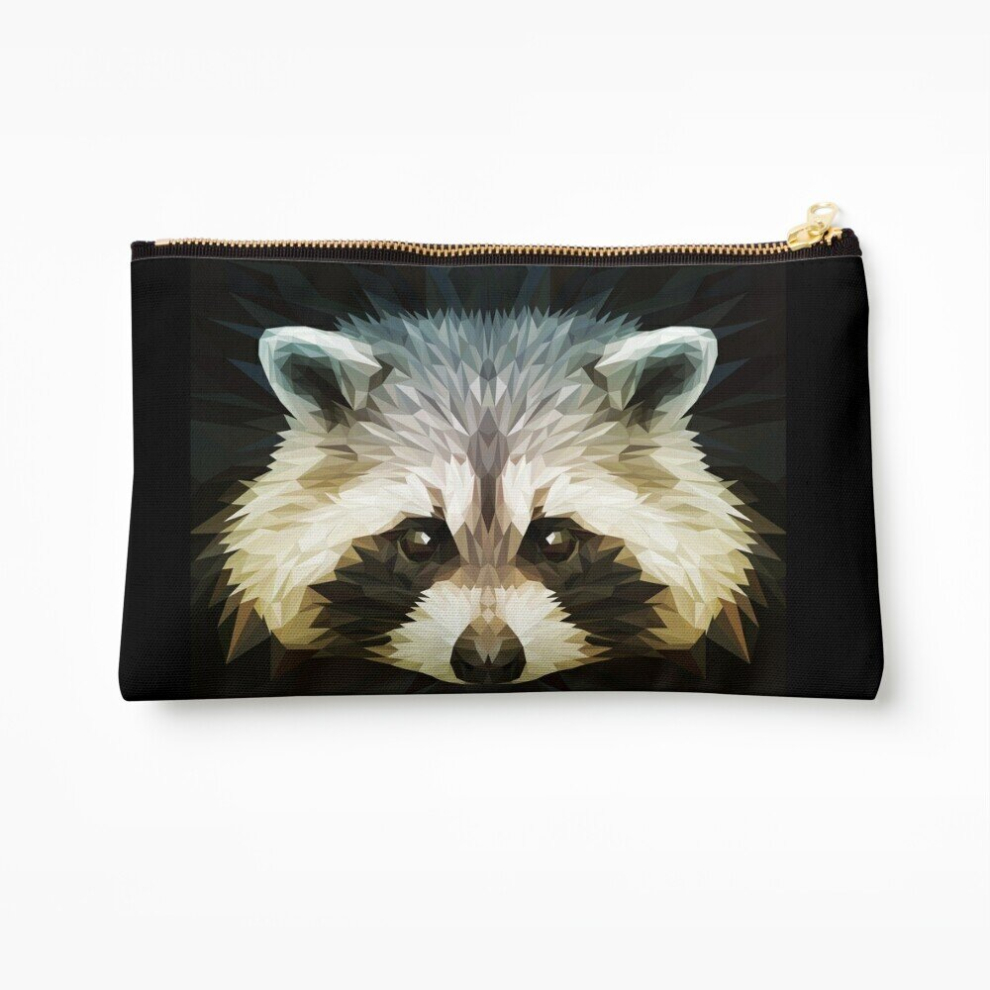 Whibos Makeup Bag Racoon Low-Poly Cosmetic Organizer Tyvek Paper Bags Zipper Pouch