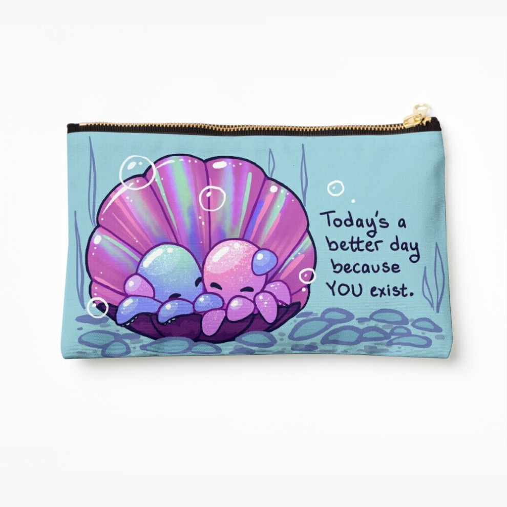 Whibos Makeup Bag "Today's A Better Day Because You Exist" Cuddling Octopuses In Shell Cosmetic Organizer Tyvek Paper Bags Zipper Pouch